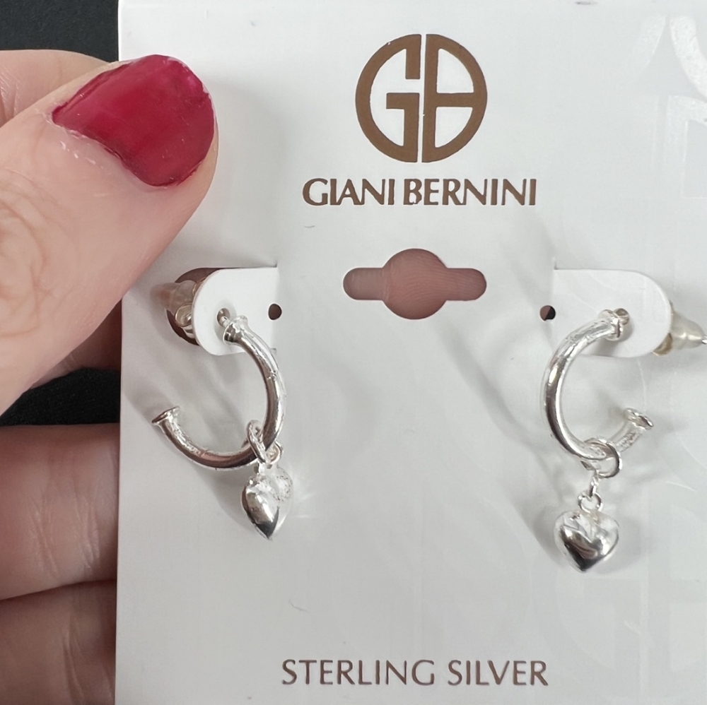 Giani Bernini Sterling Silver Heart Drop Earrings NWT